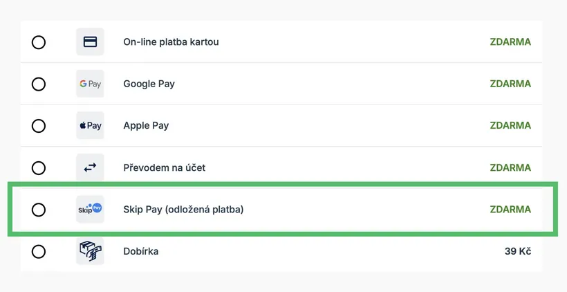 Nově nabízíme odloženou platbu Skip Pay: Plať až po doručení