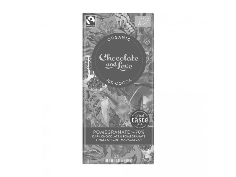 Chocolate & Love Hořká čokoláda s granátovým jablkem 70% 80 g BIO