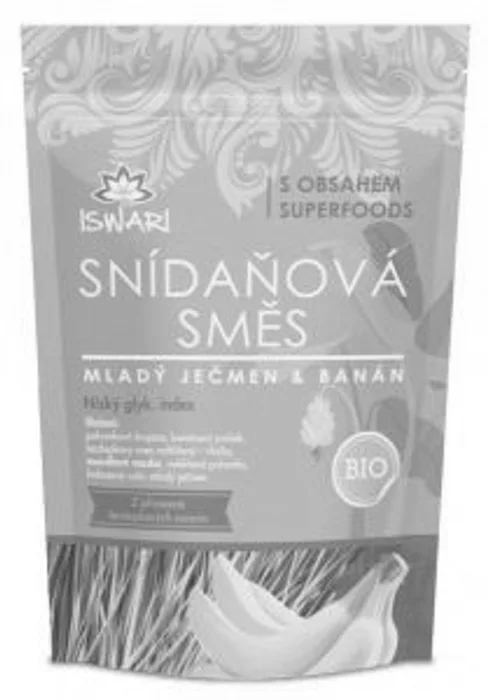 Iswari směs snídaňová mladý ječmen, banán, naklíčená pohanka bio 300g