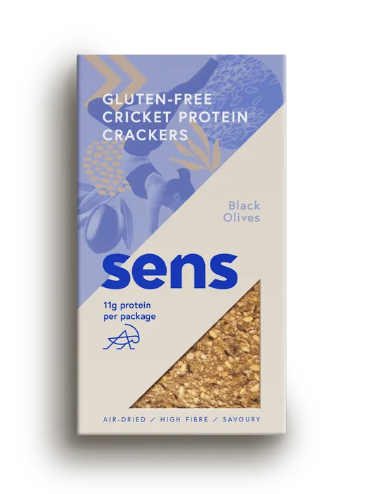 Sens Protein Bezlepkové krekry s cvrččí moukou černé olivy 50g