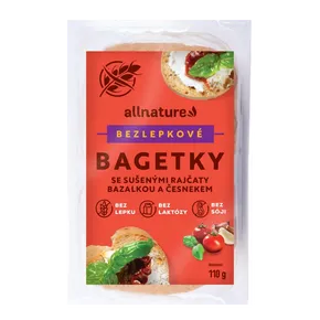 Allnature Bezlepkové bagetky se sušenými rajčaty, bazalkou a česnekem 110 g