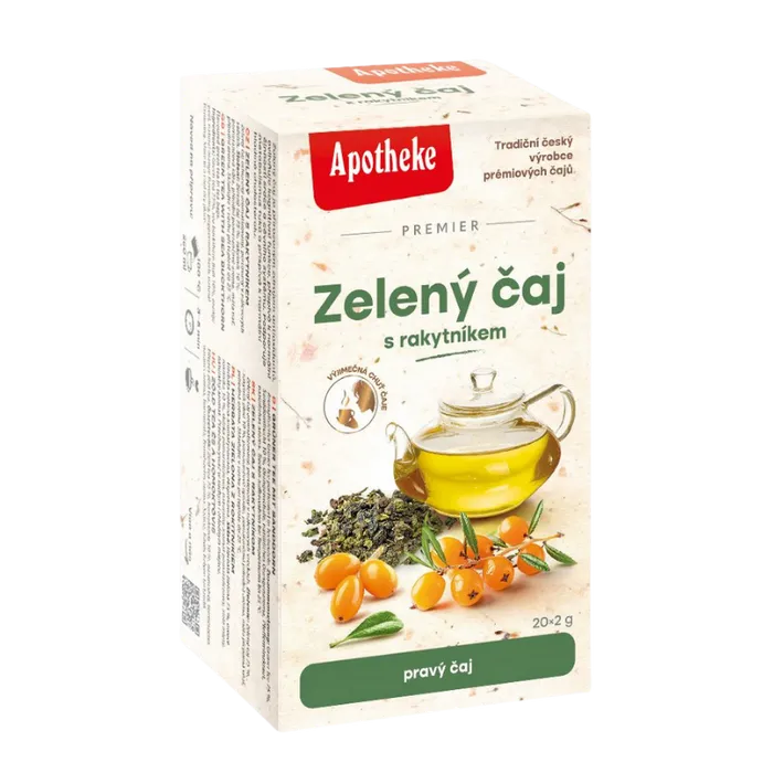Apotheke Premier Čaj zelený s rakytníkem 20 x 2 g