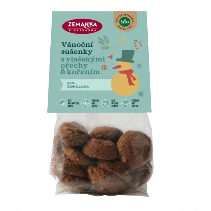 Biopekárna Zemanka Vánoční sušenky s vlašskými ořechy a kořením 100g Bio