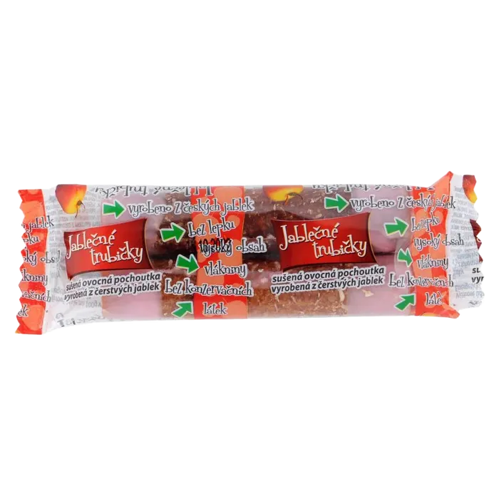 Bioprodukt Jablečné trubičky s jahodovou polevou 24g