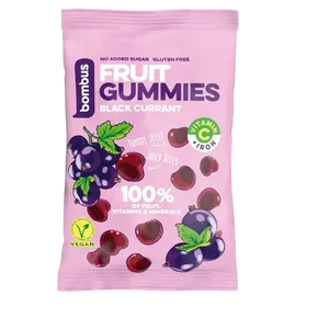 Bombus Fruit Gummies Black currant + Vitamin C černý rybíz želatinové bonbony 35 g