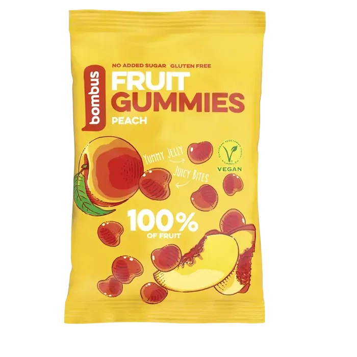 Bombus Fruit Gummies Peach broskvové želatinové  bonbony 35 g