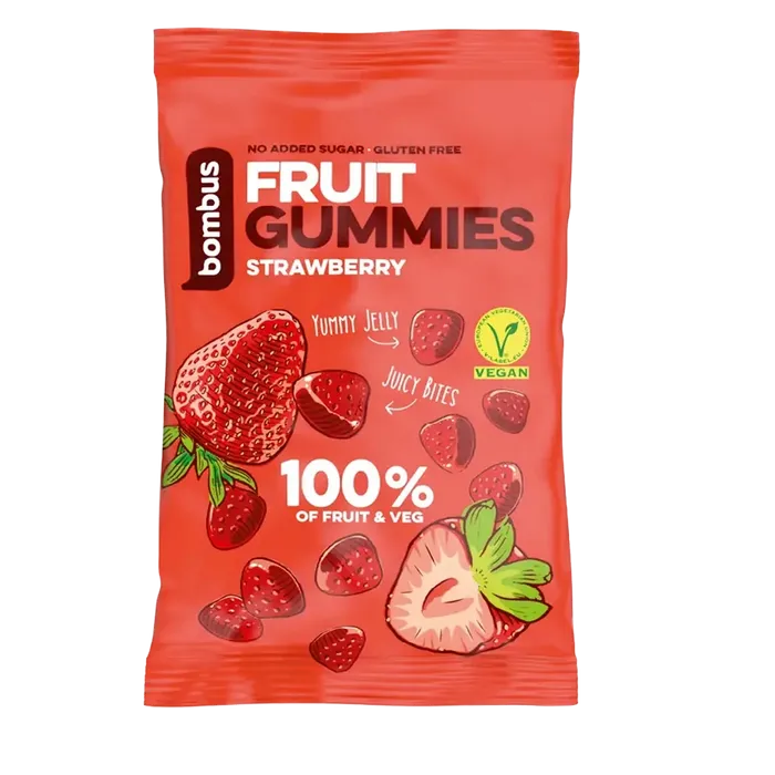 Bombus Fruit Gummies Strawberry jahodové želatinové bonbony 35 g