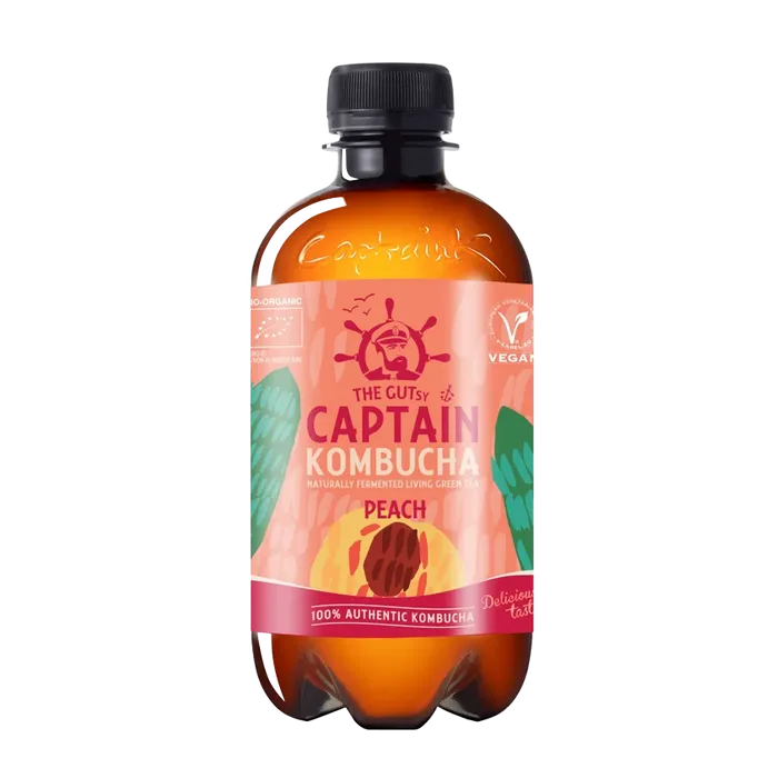Captain Kombucha Kombucha broskev 400 ml BIO