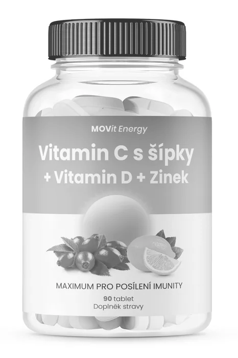 MOVit Vitamin C 1200 mg s šípky + Vitamin D + Zinek PREMIUM 90 tablet