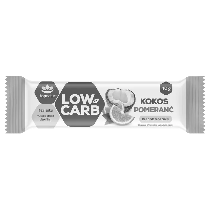 Topnatur Low Carb Tyčinka kokos a pomeranč 40 g