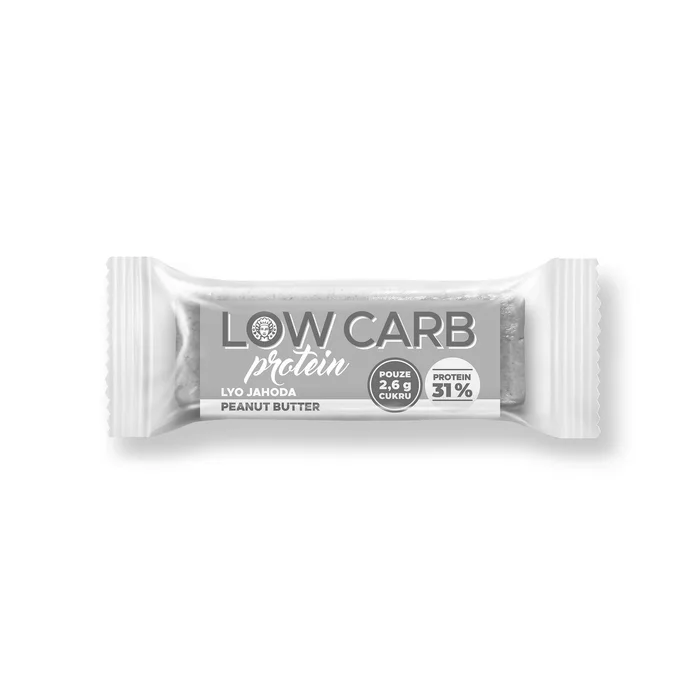 Jihočeská svačinka Tyčinka Low carb Protein 31 % jahodová s arašídovým krémem 28 g