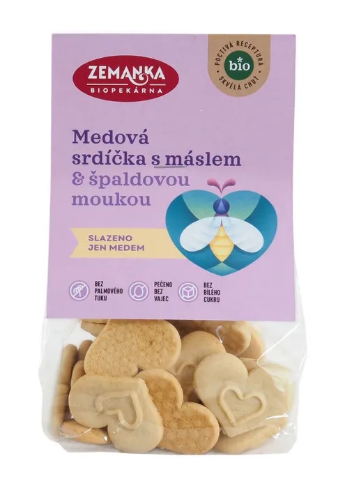 Biopekárna Zemanka Srdíčka medová s máslem 100 g BIO