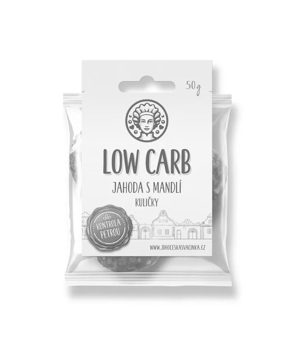 Jihočeská svačinka Low Carb kuličky jahodové s mandlí 50 g