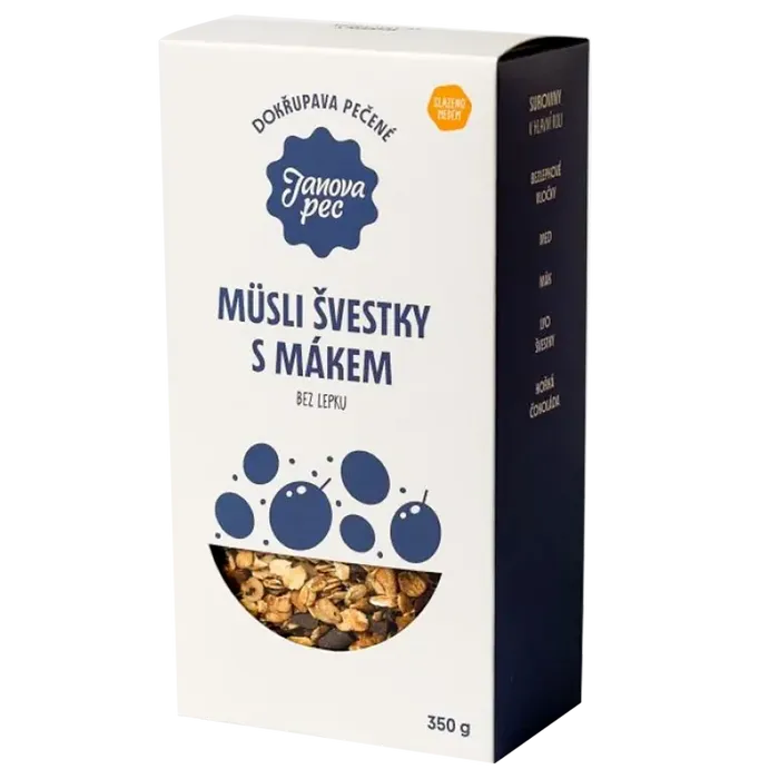 Janova pec Müsli pečené švestkové s mákem bez lepku 350g