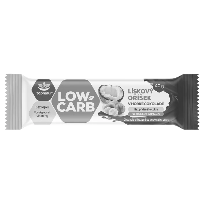 Topnatur Low Carb tyčinka lískový oříšek v čokoládě 40 g