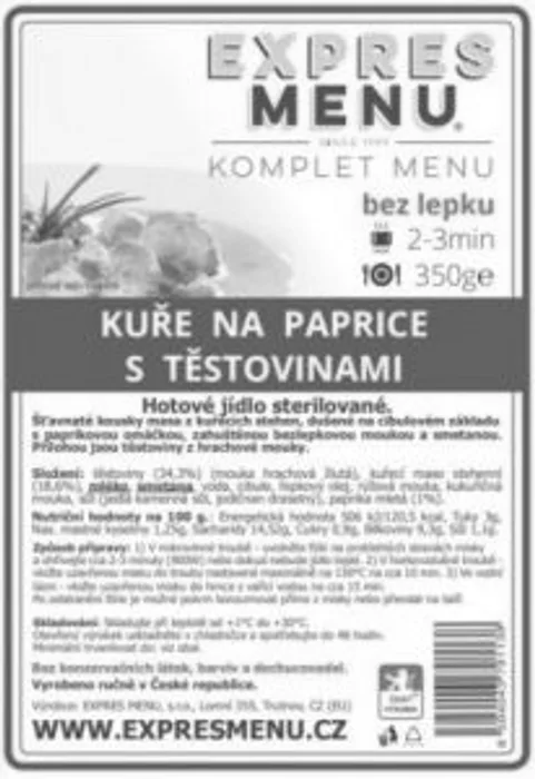 Komplet Menu Kuře na paprice s těstovinami 350g