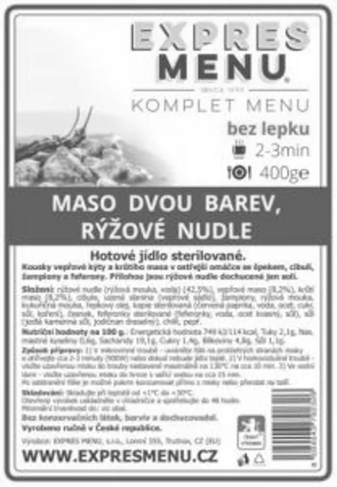 Komplet Menu Maso dvou barev, rýžové nudle 400g