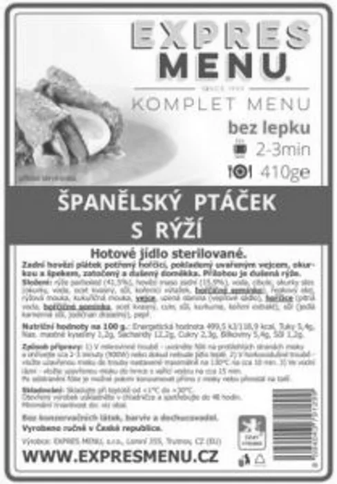 Komplet Menu Španělský ptáček s rýží 400g