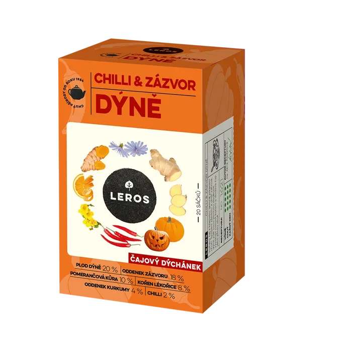 LEROS Čajový dýchánek chilli, zázvor&dýně 20x2g