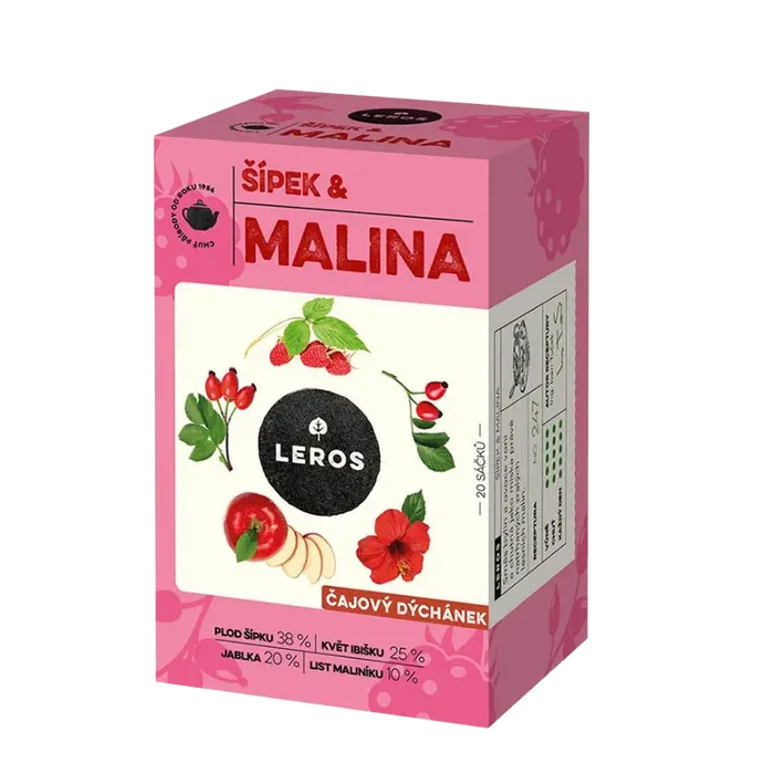 LEROS Čajový dýchánek šípek & malina 20x2 g