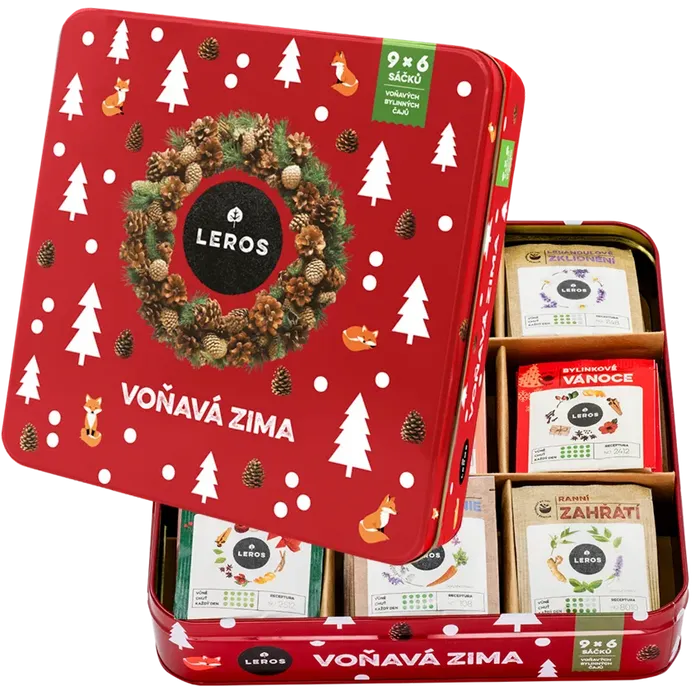 LEROS Voňavá zima-plechová krabička 9x6sáčků
