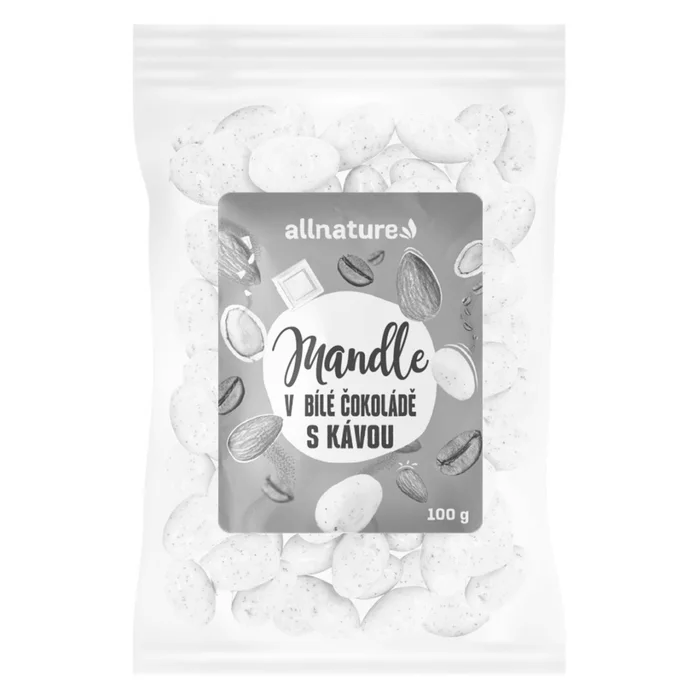 Allnature Mandle v bílé čokoládě s kávou 100 g