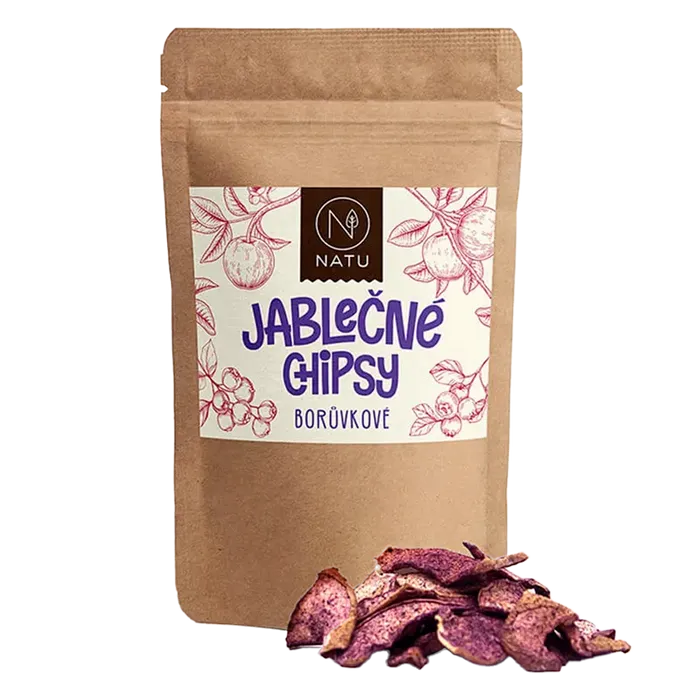 NATU Jablečné chipsy borůvkové 45 g