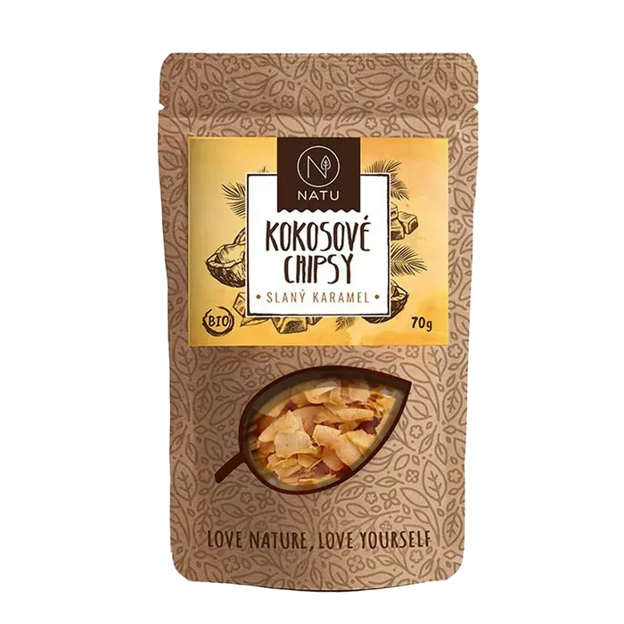 NATU Kokosové chipsy slaný karamel 70g BIO
