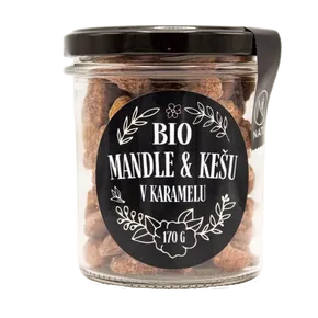 NATU Mandle a kešu ořechy v karamelu 170 g BIO