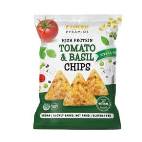 Popcrop Proteinové chipsy s rajčatovo-bazalkovou příchutí 60 g