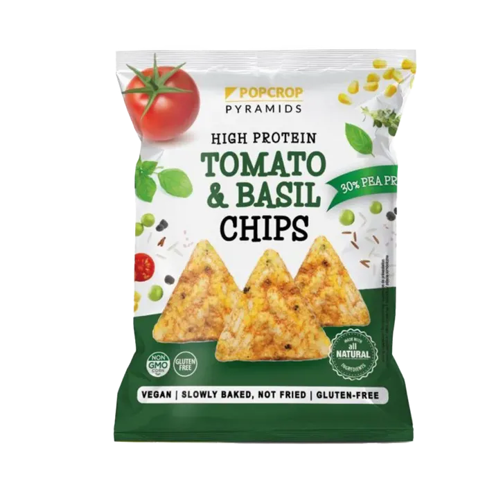 Popcrop Proteinové chipsy s rajčatovo-bazalkovou příchutí 60 g