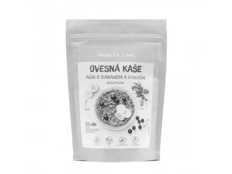Health Link Ovesná bezlepková kaše s acai, banánem a kakaem 300 g BIO