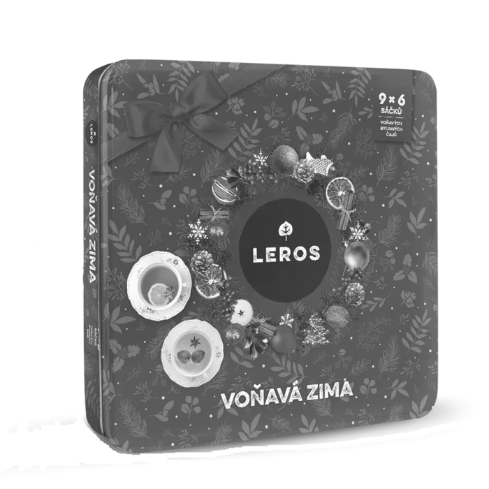 LEROS Voňavá zima dárková čajová plechová krabička zelená 9x6 sáčků