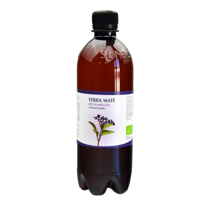 Stevikom Kombucha Yerba Maté s příchutí Bezinka 500 ml