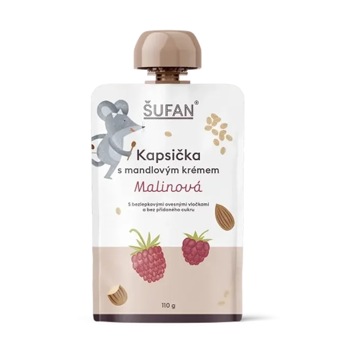 Šufan Kapsička s mandlovým krémem malinová 110g