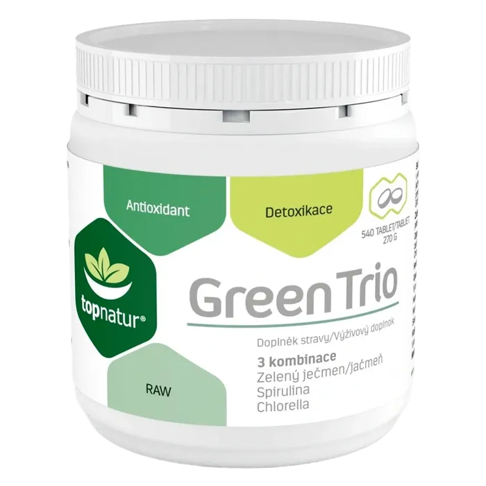 Topnatur Green Trio (spirulina, chlorella, zelený ječmen) 540 tbl.