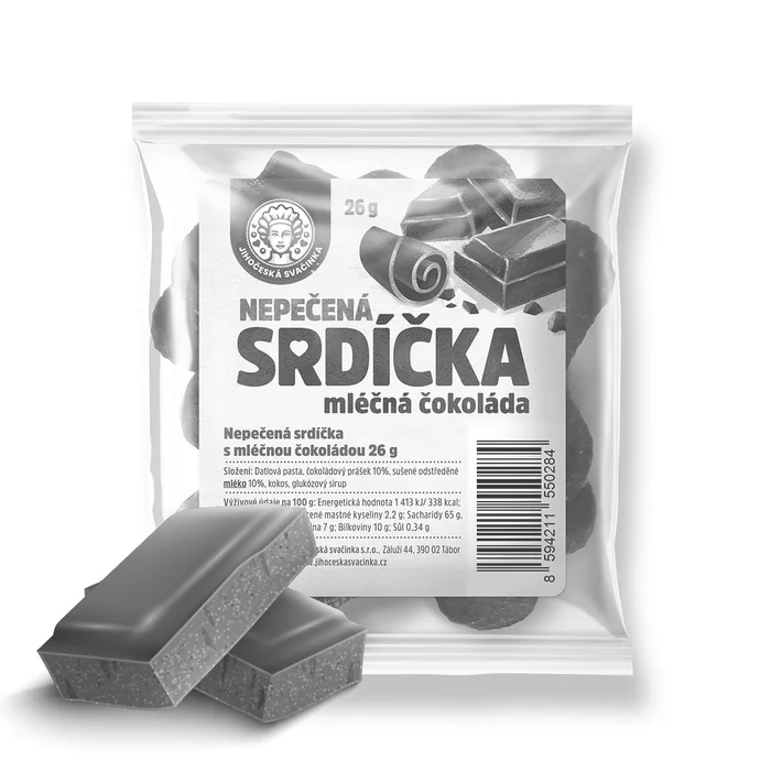 Jihočeská svačinka Nepečená srdíčka s mléčnou čokoládou 26 g