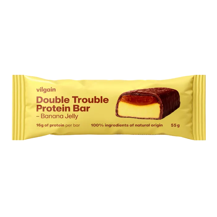 Vilgain Double Trouble Protein Bar Banánové želé v čokoládě 55 g