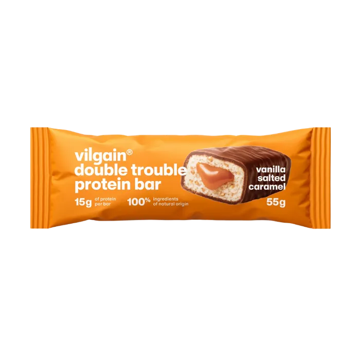Vilgain Double Trouble Protein Bar Vanilka se slaným karamelem 55 g