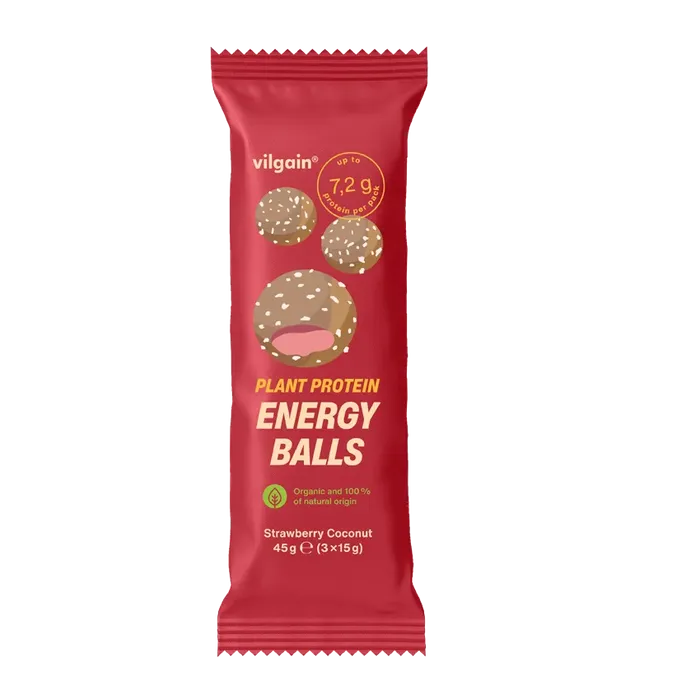 Vilgain Plant protein energy balls BIO-jahoda s kokosem 45g