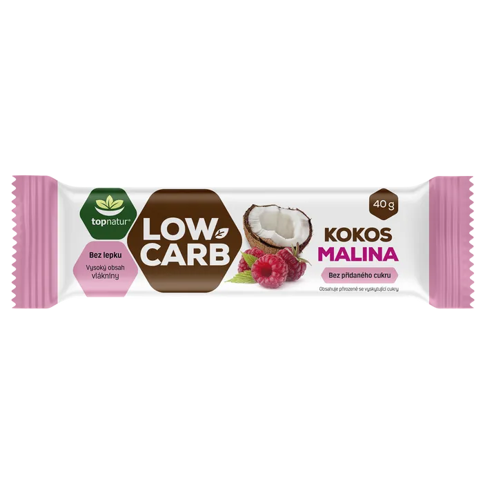 Topnatur Low Carb Tyčinka kokos a malina 40 g