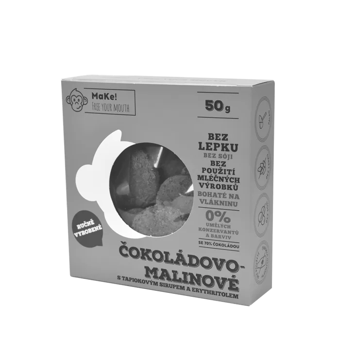 MaKe! Sušenky čokoládové s malinou 50g
