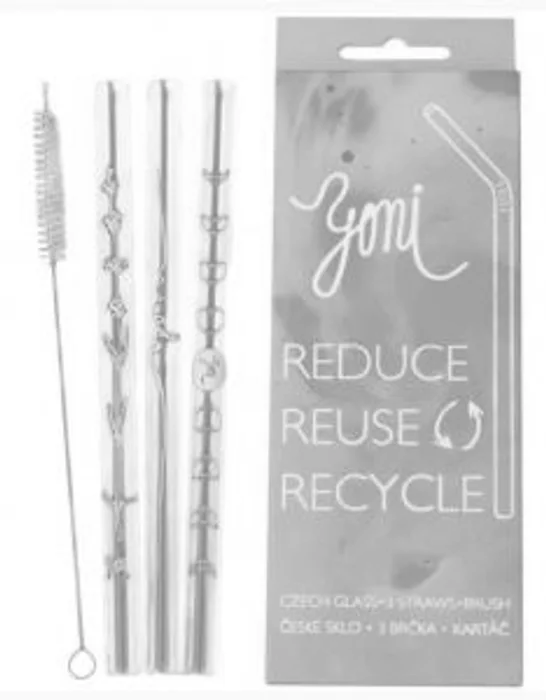 Yoni Skleněná brčka 3 ks + kartáček