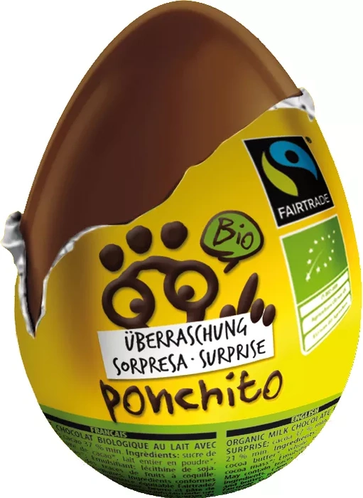 Ponchito Čokoládové vajíčko s překvapením 20 g BIO