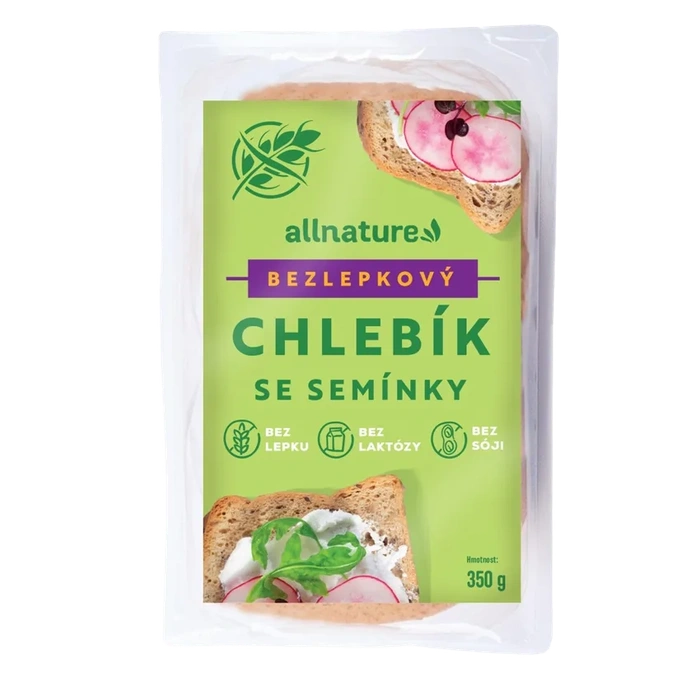 Allnature Bezlepkový chlebík se semínky 350 g
