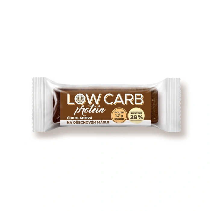 Jihočeská svačinka Tyčinka Low carb Protein 28 % čokoládová s arašídovým krémem 28 g