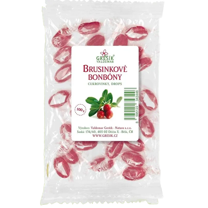 Grešík Bonbony Brusinkové 100 g