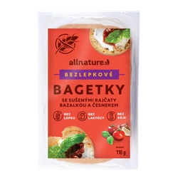 Allnature Bezlepkové bagetky se sušenými rajčaty, bazalkou a česnekem 110 g
