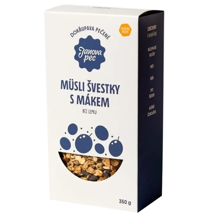 Janova pec Müsli pečené švestkové s mákem bez lepku 350g