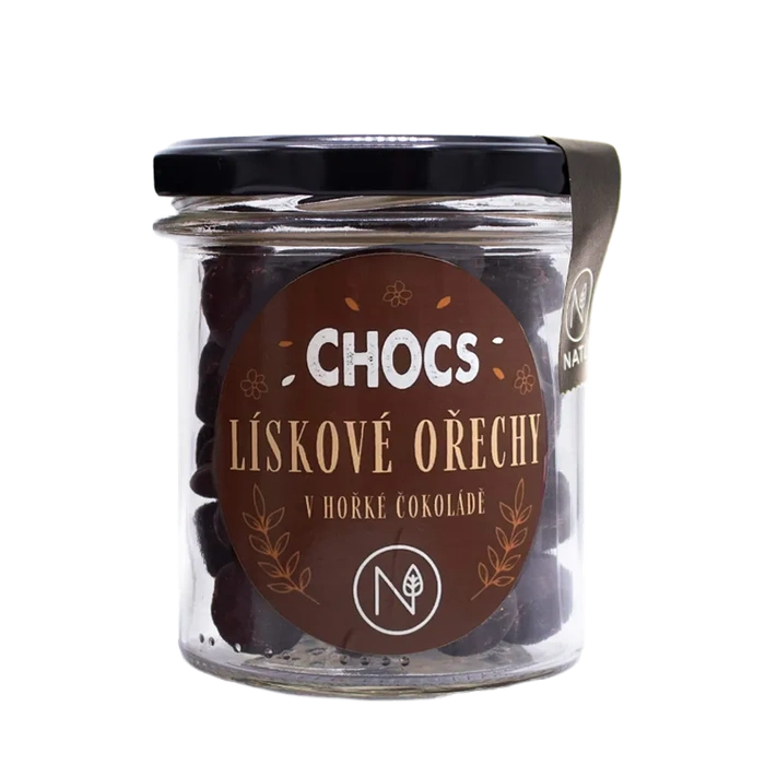 NATU Chocs Lískové ořechy v 60% hořké čokoládě 180 g